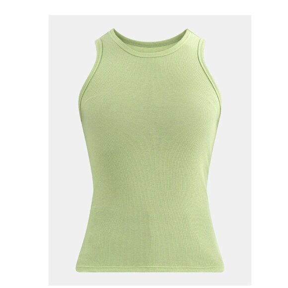 NWT  Women's Ribbed Lime Green Tank Top Size Medium (8-10) - Picture 2 of 4